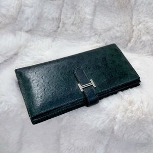 Hermès Bearn Ostrich Leather Wallet